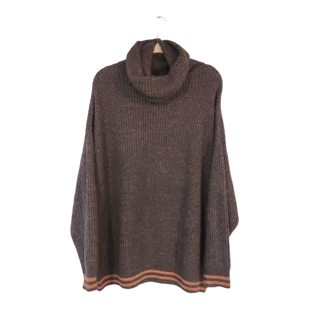 ZARA Knit Women’s Oversized Knit Sweater Gray Cowl Neck Pullover Size M Cozy
